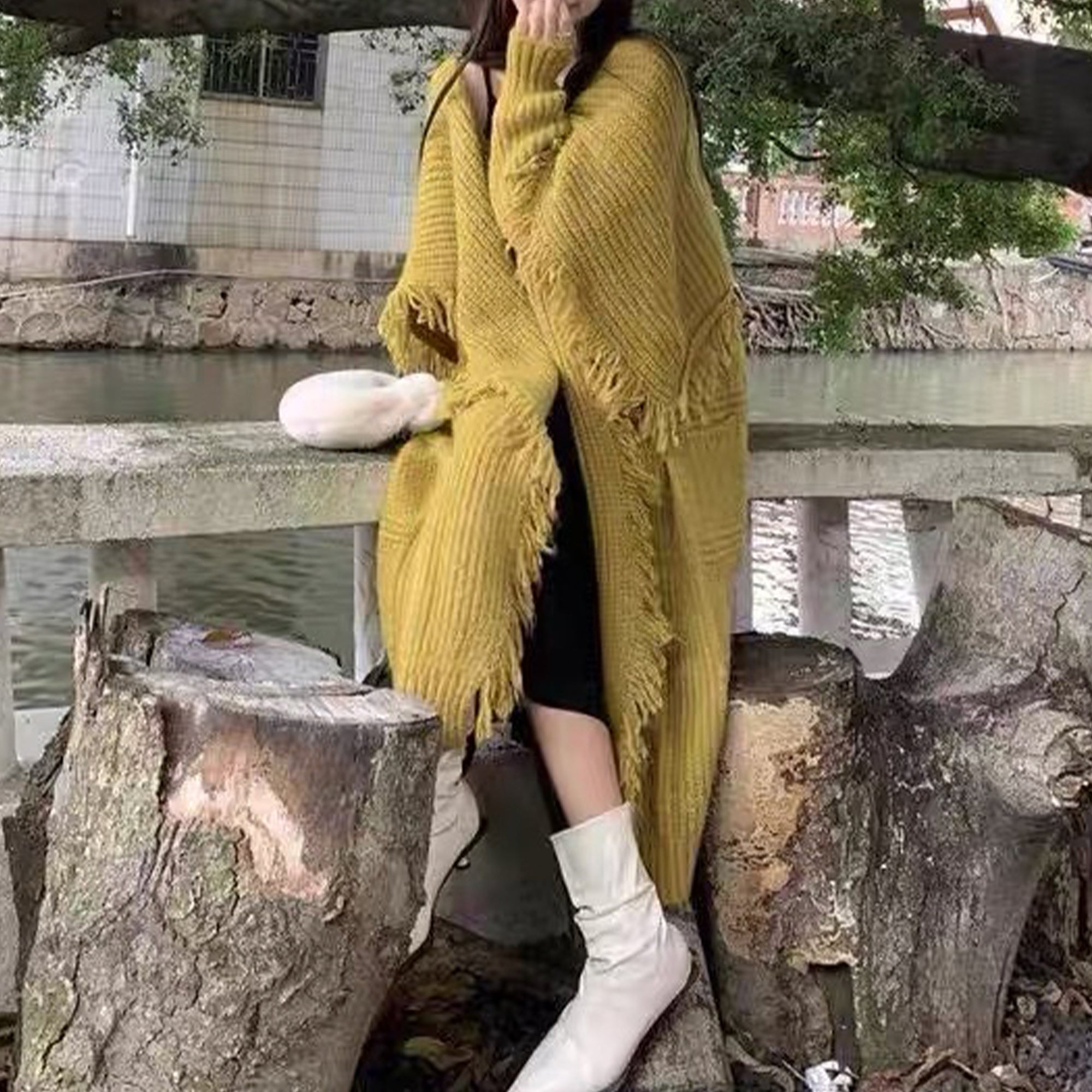 Long Alpaca Wool Sweater Coat