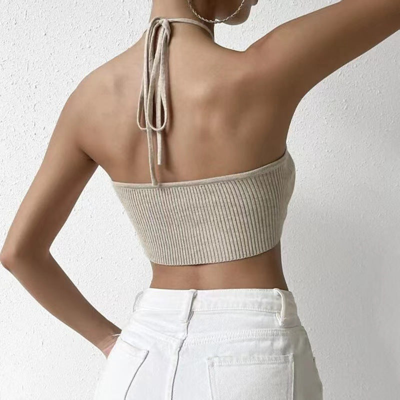 Lace-up Knitted Crop Top