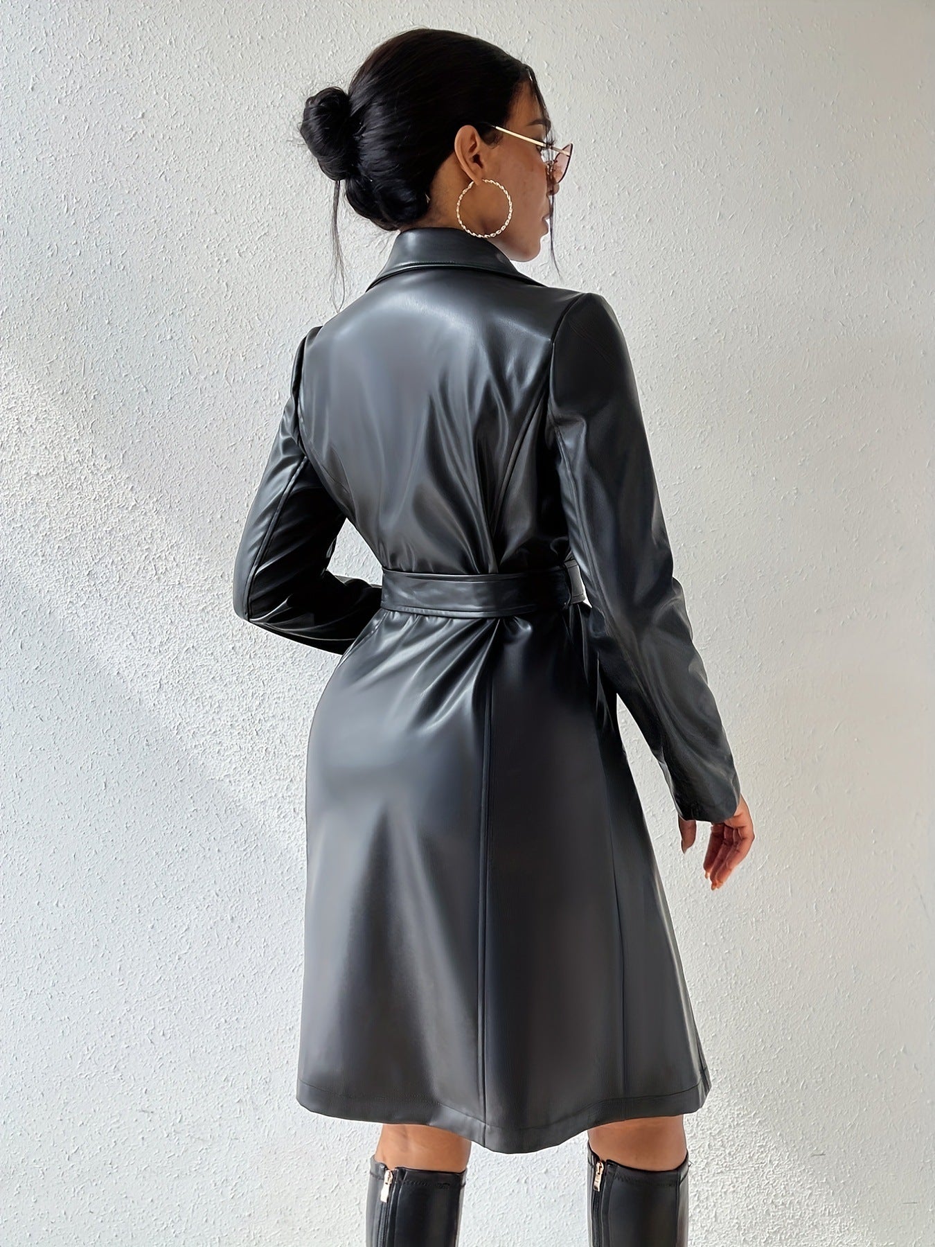 Black Leather Trench Coat