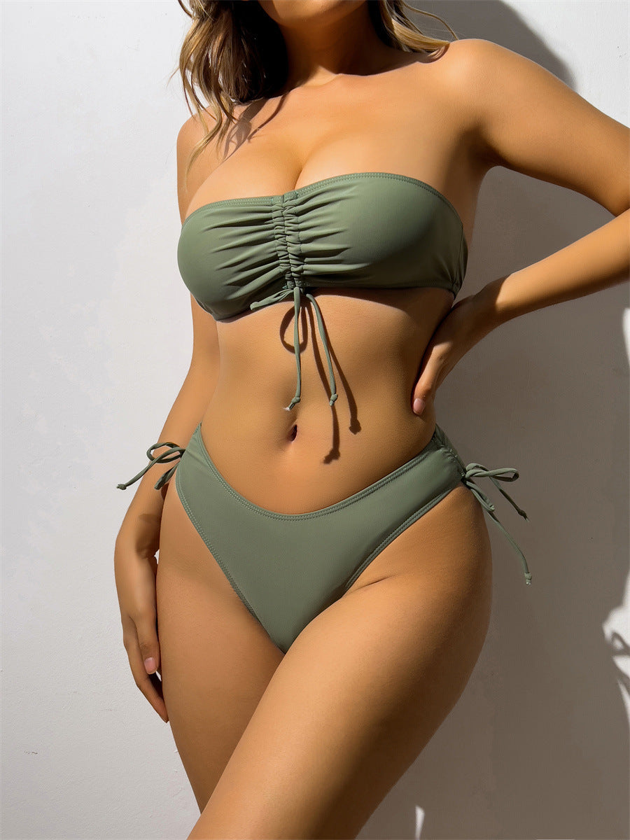 Drawstring Design Tube Bikini