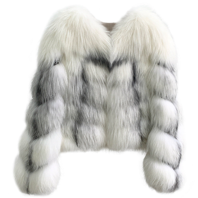 Elegant White Fox Fur Coat