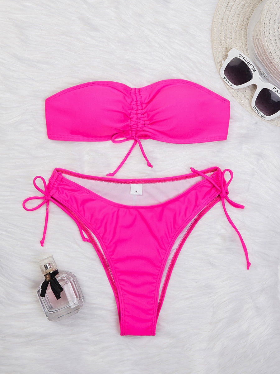 Drawstring Design Tube Bikini