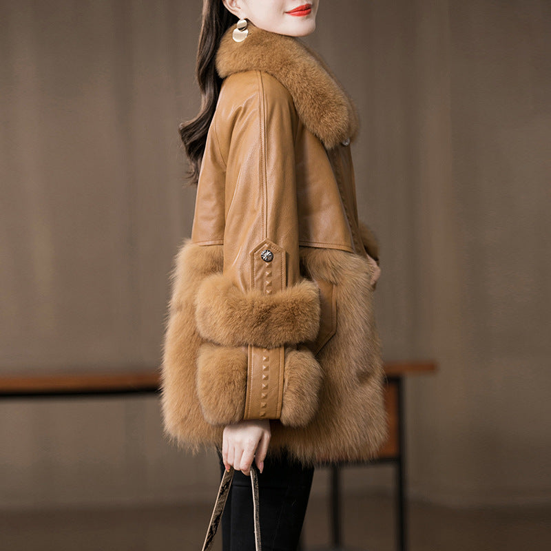 Leather Sheep Fur Coat