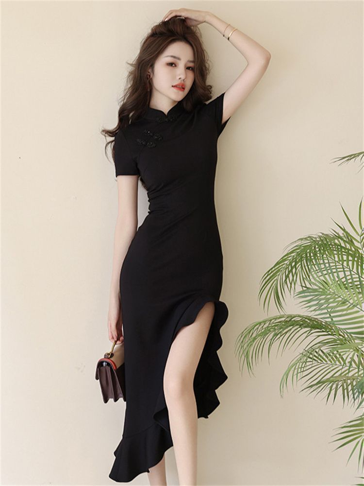 Cheongsam Midi Dress Women