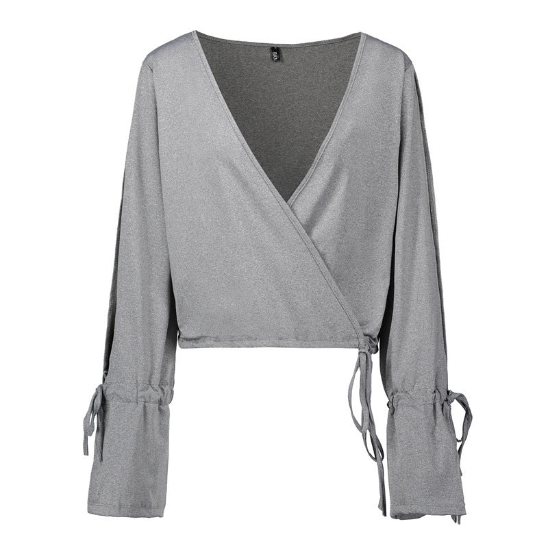 V-Neck Flared Long-Sleeved So Loose Top