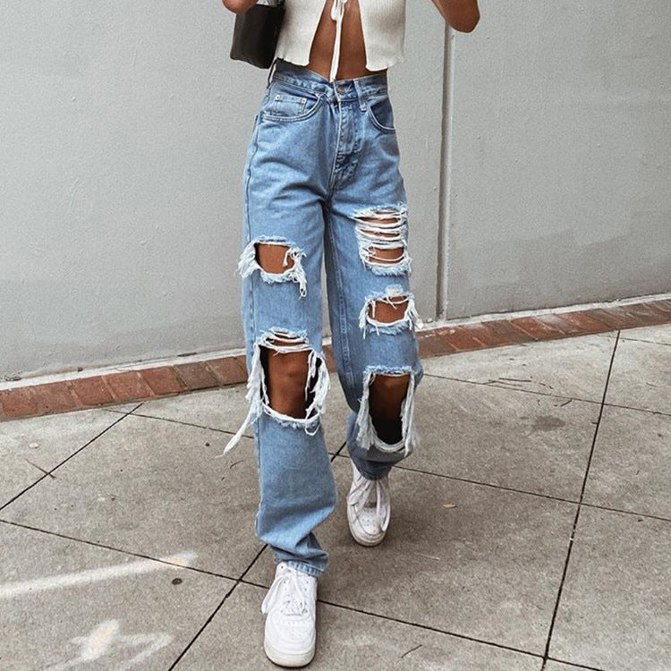 Ripped Slimming Washed Women's Jeans Trousers