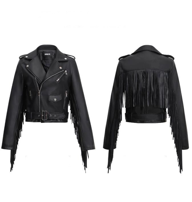 Tassel Short Slim Leather Jacket