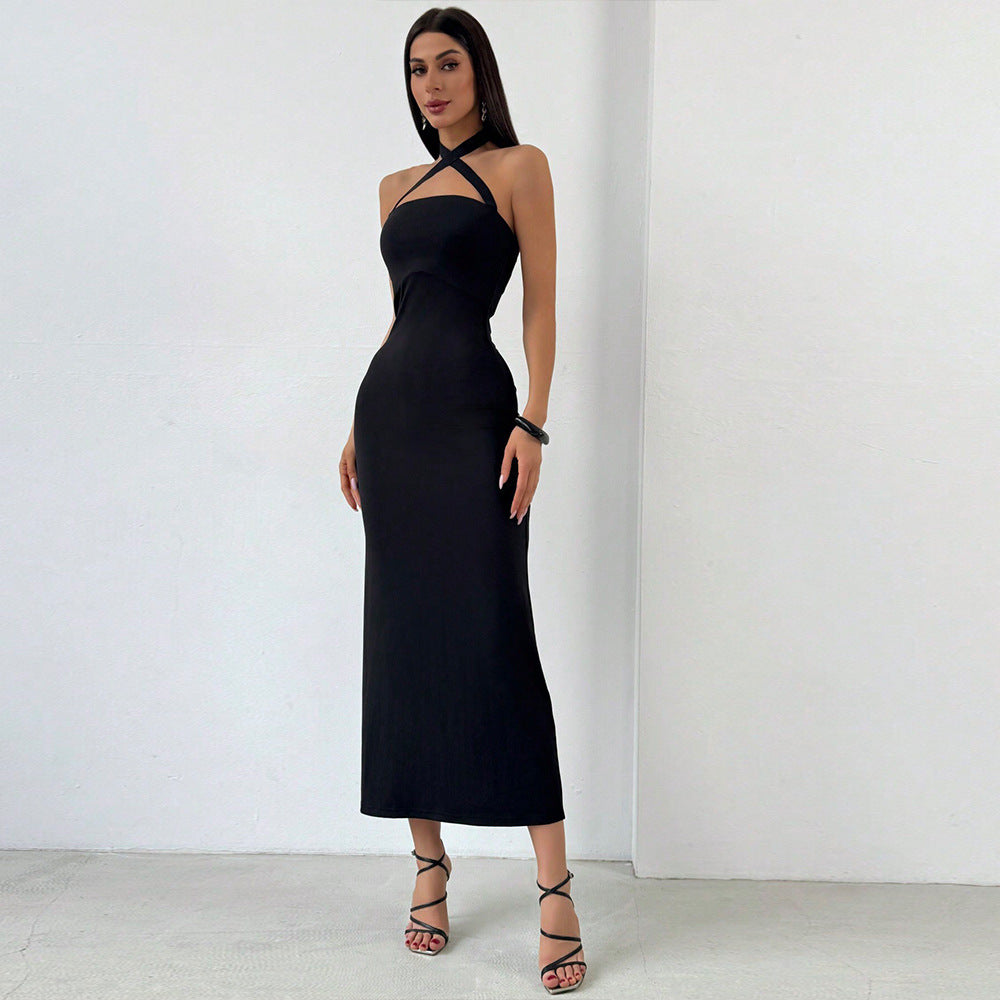 Halter-neck Sleeveless Long Dress