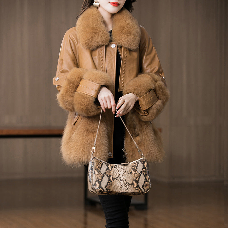 Leather Sheep Fur Coat