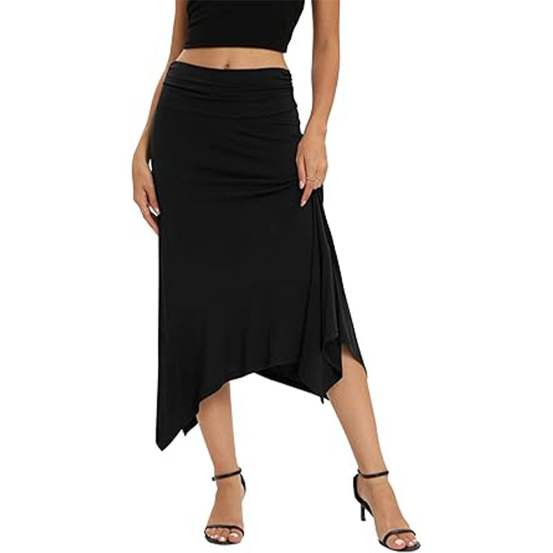 Waist Pleating Fashionable Elegant Irregular Hem Skirt