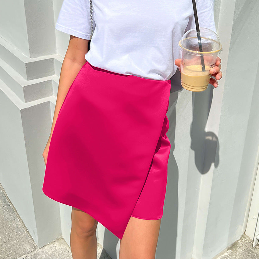 Silk-like Draping Short Skirt