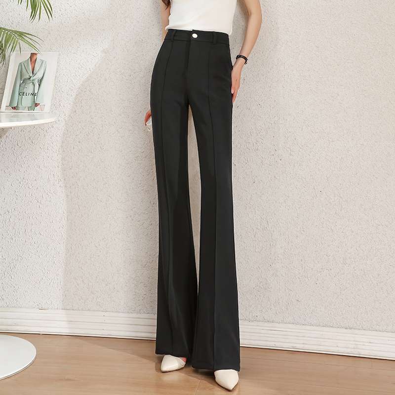 New High Waist Slimming White Casual Straight-leg Suit Pants For Women