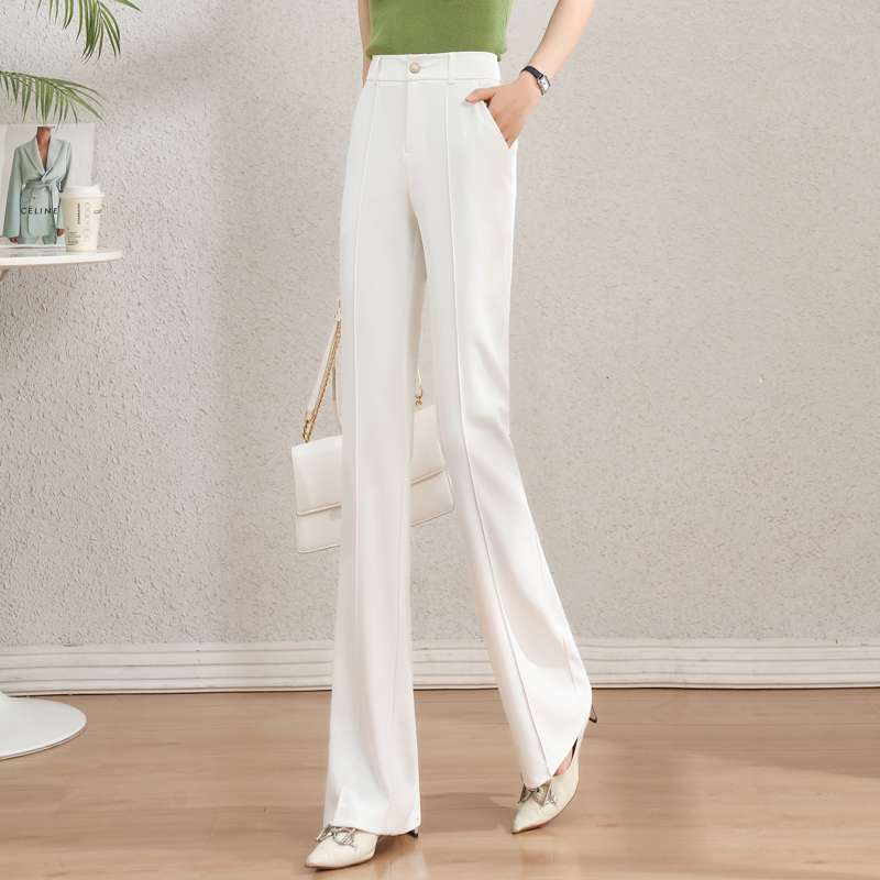 New High Waist Slimming White Casual Straight-leg Suit Pants For Women