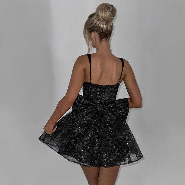 Shiny Black Mini Dress