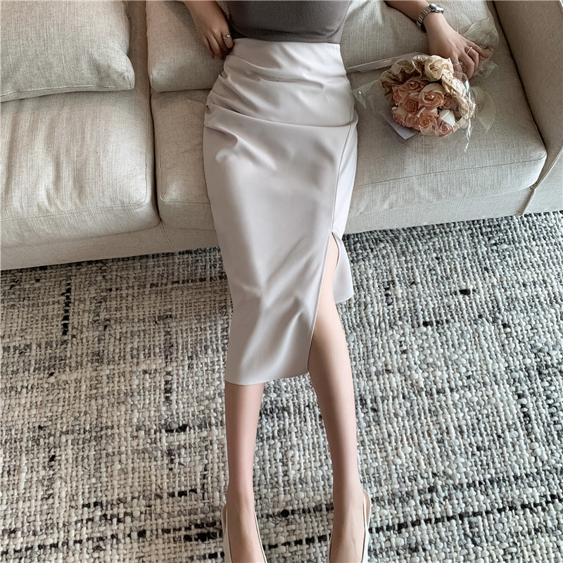 Slimming Mid-length Skirt High Slit