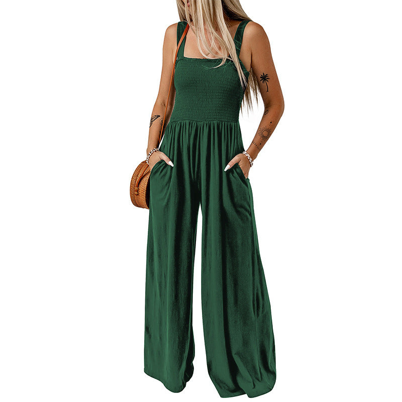 Neck High Waist Jumpsuit Women's Backless Pleated