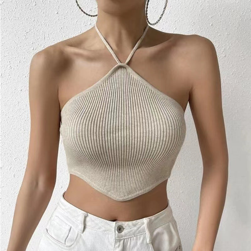 Lace-up Knitted Crop Top