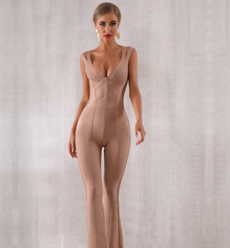 Adyce Bandage Bodycon Jumpsuit - Qorsage