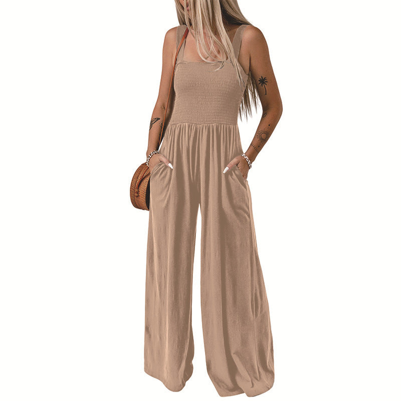 Neck High Waist Jumpsuit Women's Backless Pleated