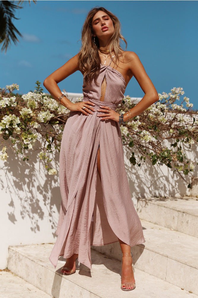 Backless Halter - neck Long Dress - Qorsage