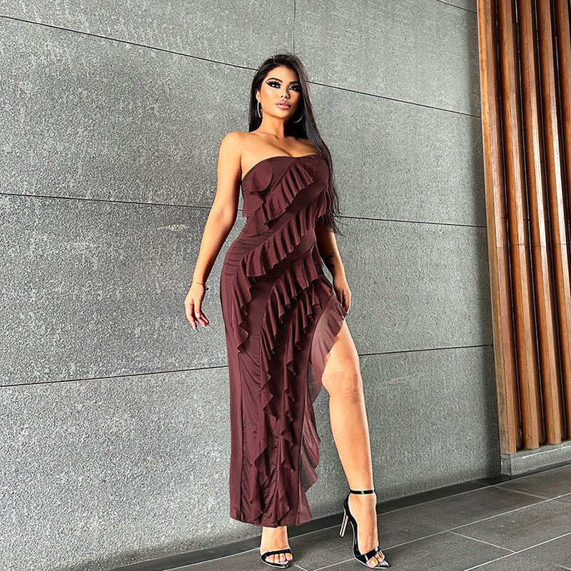 Backless Split Tassel Dress - Qorsage