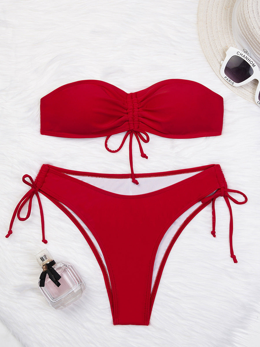 Drawstring Design Tube Bikini