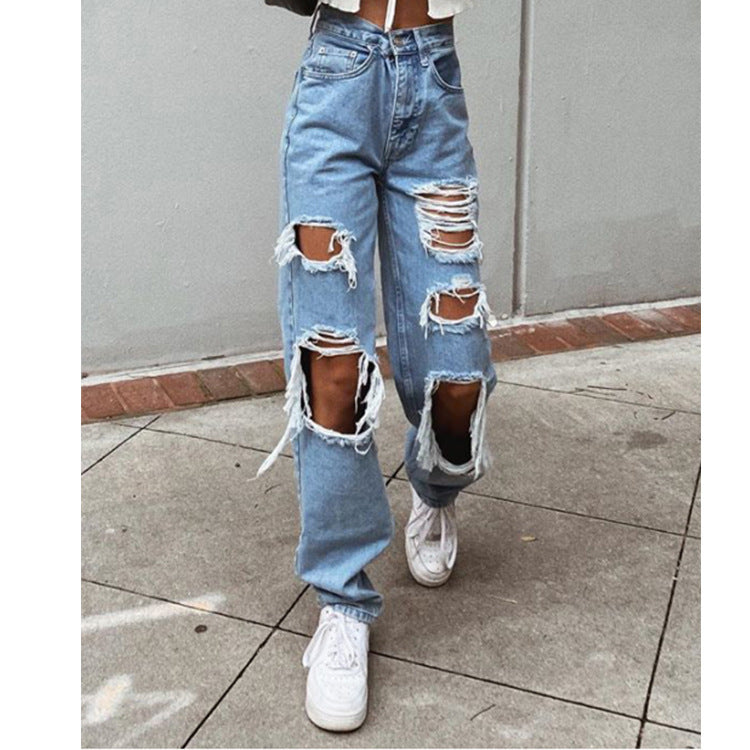 Ripped Slimming Washed Women's Jeans Trousers