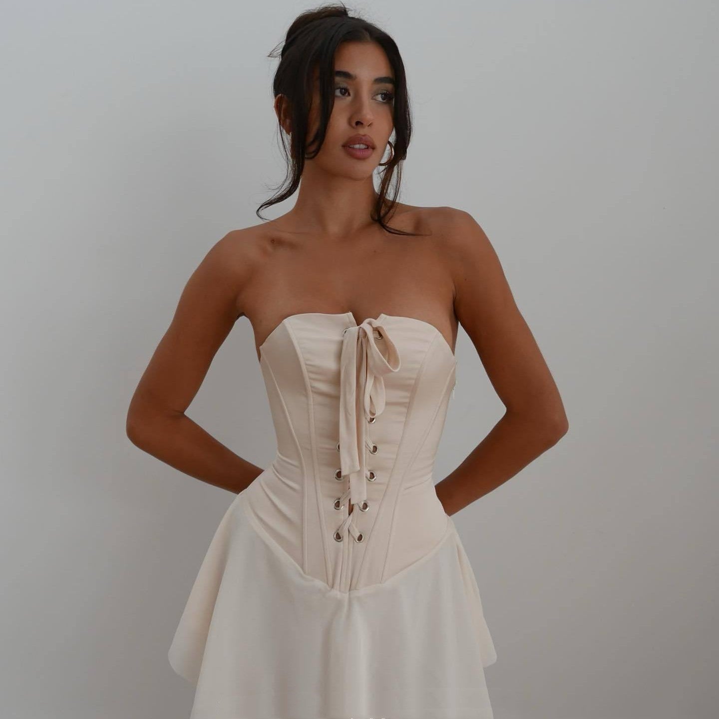 Corset Drawstring Mini Dress