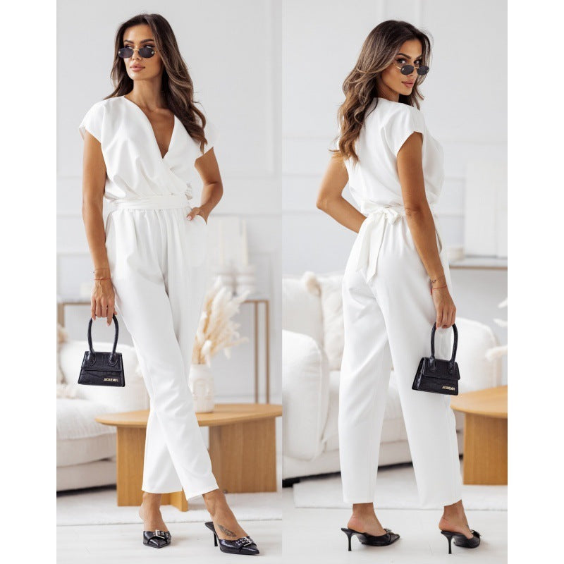 Slimming Short-sleeved Jumpsuit